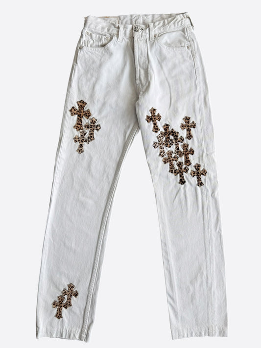 Chrome Hearts Levis White Leopard Cross Patch Jeans