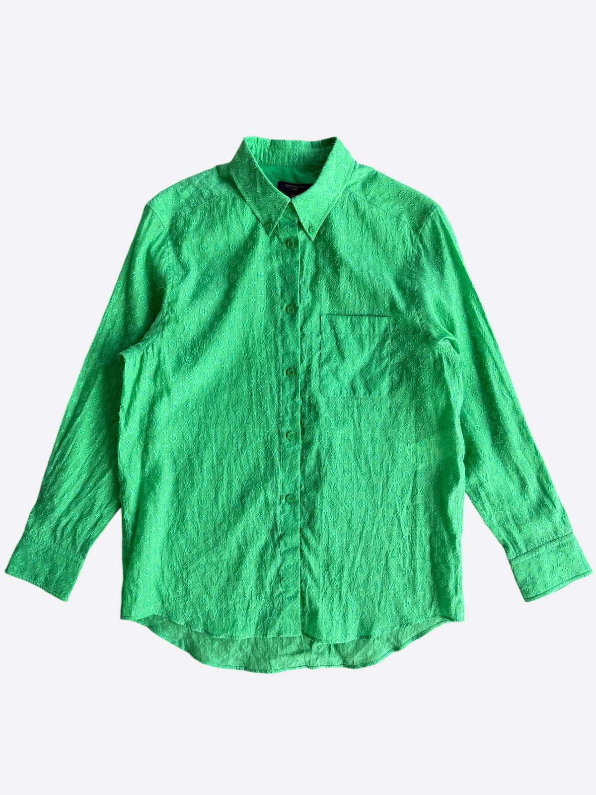 Louis Vuitton Green Monogram Jacquard Women's Button Up Shirt