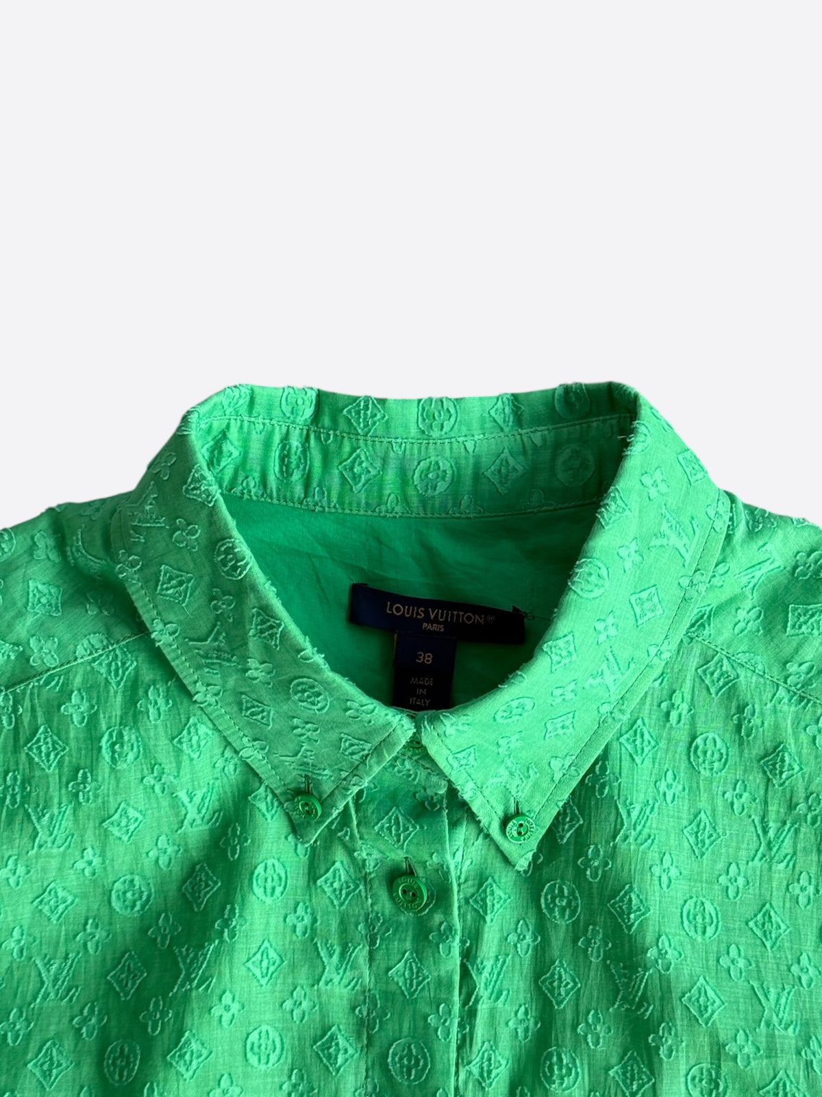 Louis Vuitton Green Monogram Jacquard Women's Button Up Shirt