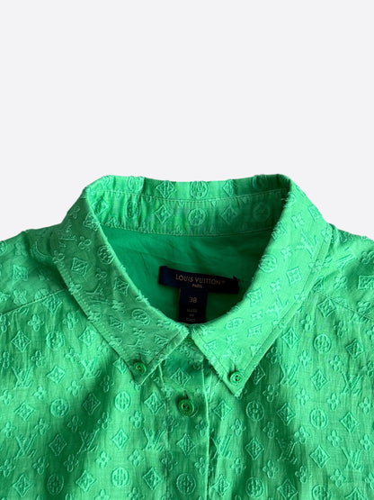 Louis Vuitton Green Monogram Jacquard Women's Button Up Shirt