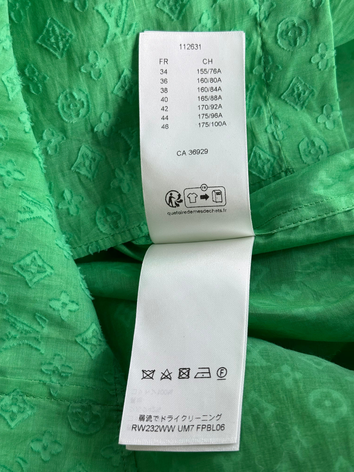 Louis Vuitton Green Monogram Jacquard Women's Button Up Shirt
