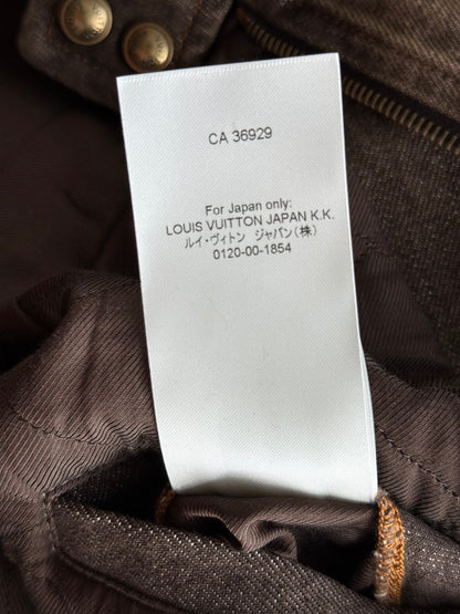 Louis Vuitton Faded Brown Embroidered Logo Bomber Jacket