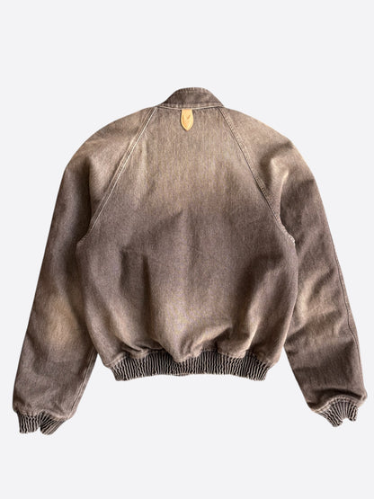 Louis Vuitton Faded Brown Embroidered Logo Bomber Jacket