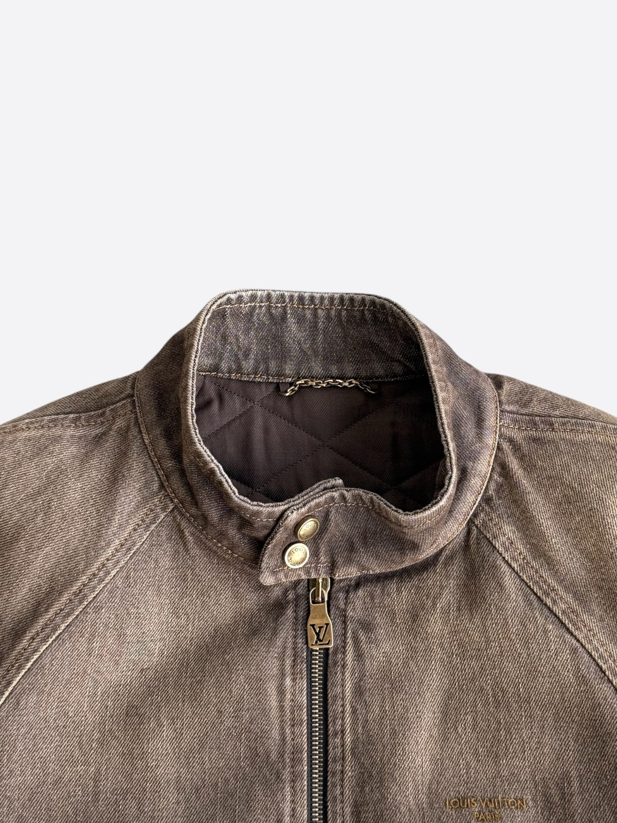Louis Vuitton Faded Brown Embroidered Logo Bomber Jacket