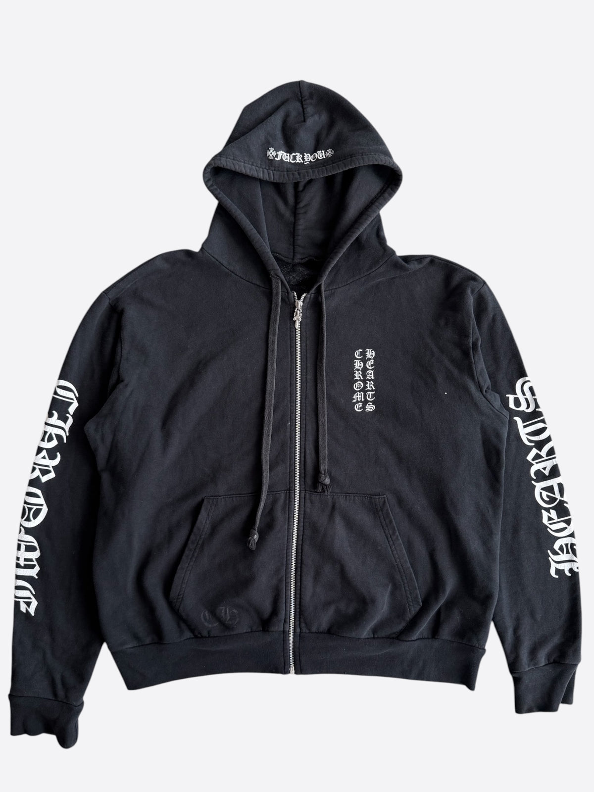 Chrome Hearts Black & White Script Logo Hoodie