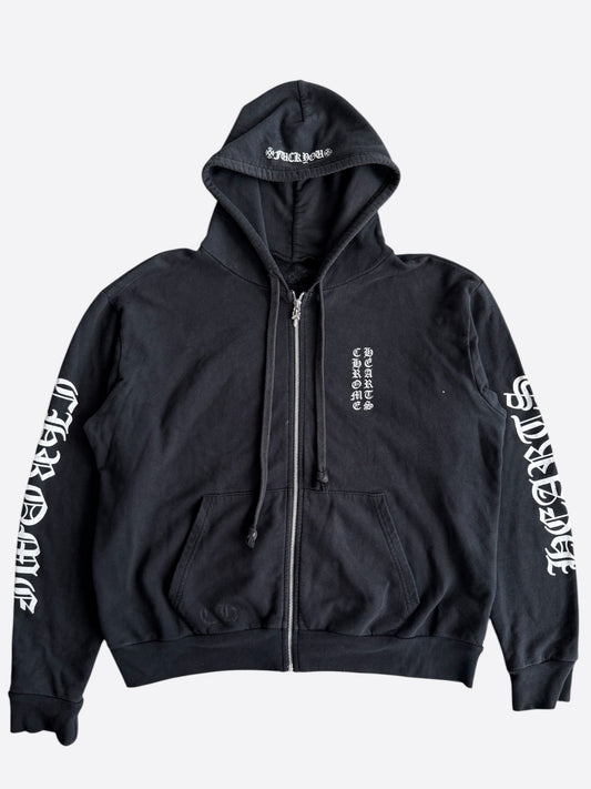 Chrome Hearts Black & White Script Logo Hoodie