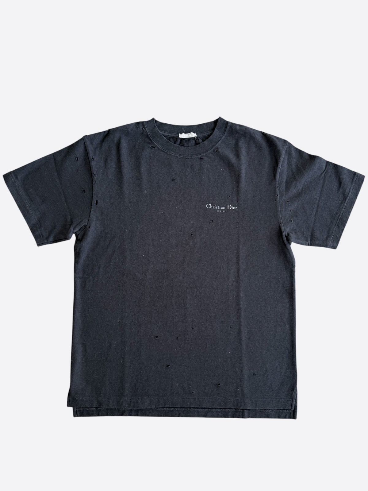 Dior Black & White Christian Dior Couture Distressed T-Shirt