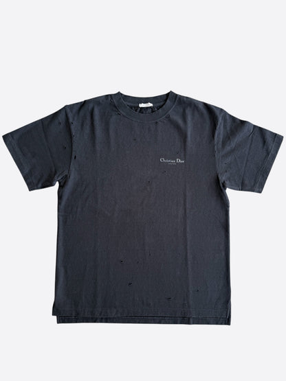Dior Black & White Christian Dior Couture Distressed T-Shirt
