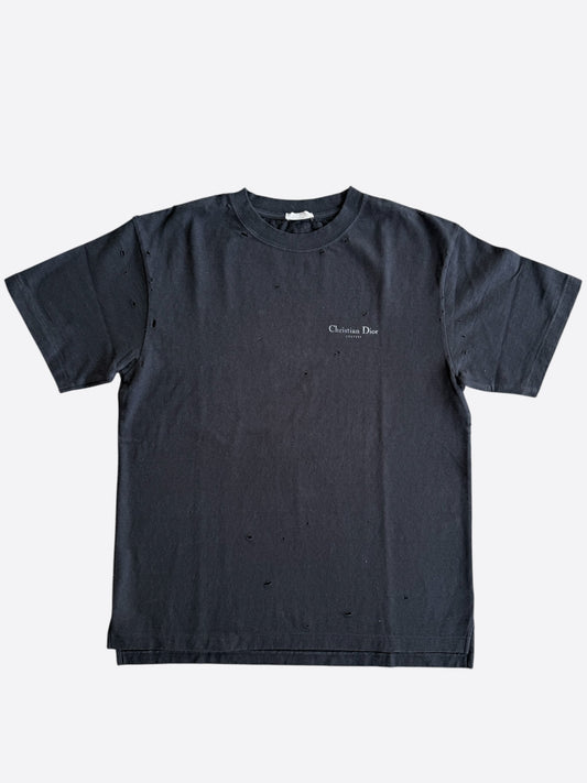 Dior Black & White Christian Dior Couture Distressed T-Shirt