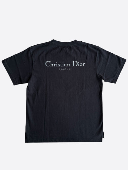 Dior Black & White Christian Dior Couture Distressed T-Shirt