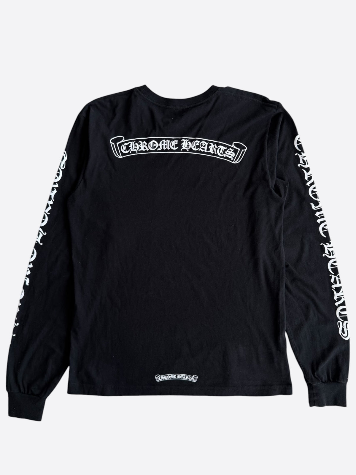 Chrome Hearts Black & White Scroll Logo Longsleeve T-Shirt