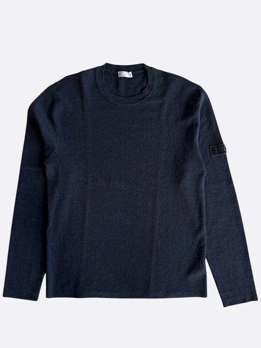 Dior Navy & Black Logo Patch Knit Sweater