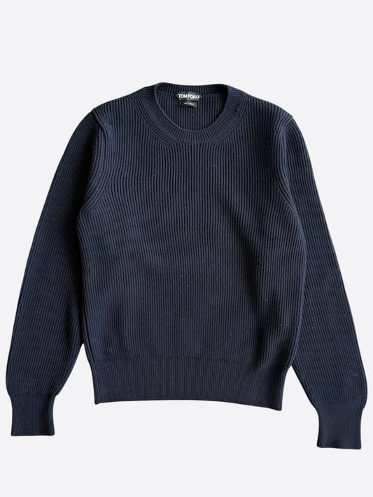 Tom Ford Navy Ribbed Wool Sweater