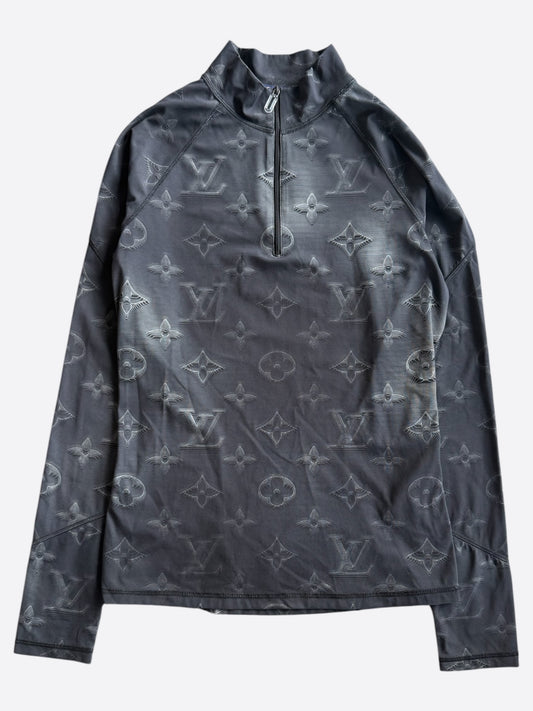 Louis Vuitton Grey 2054 Monogram Quarter Zip Sweater