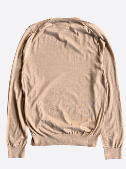 Gucci Beige Embroidered GG Logo Knit Sweater