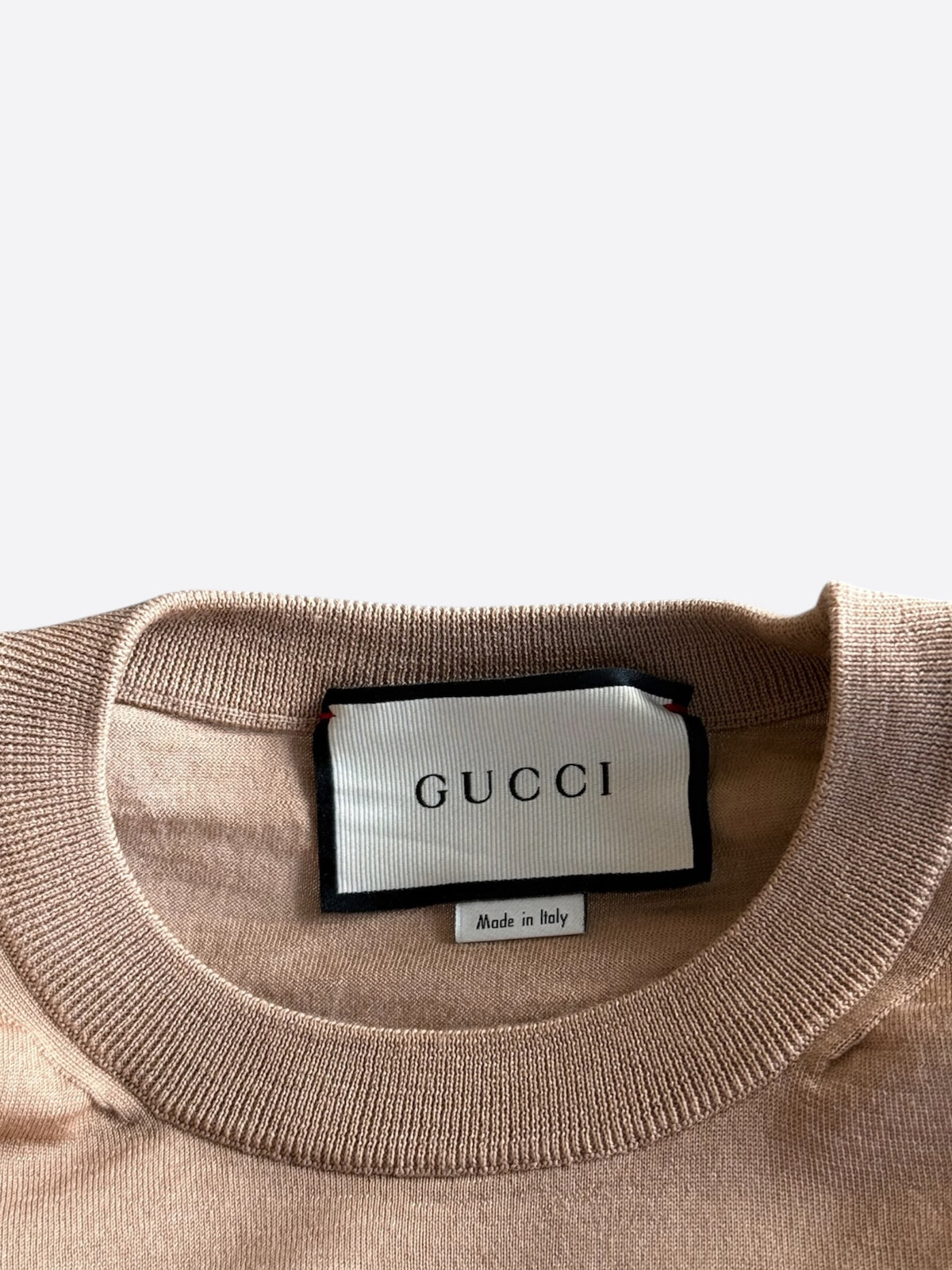 Gucci Beige Embroidered GG Logo Knit Sweater
