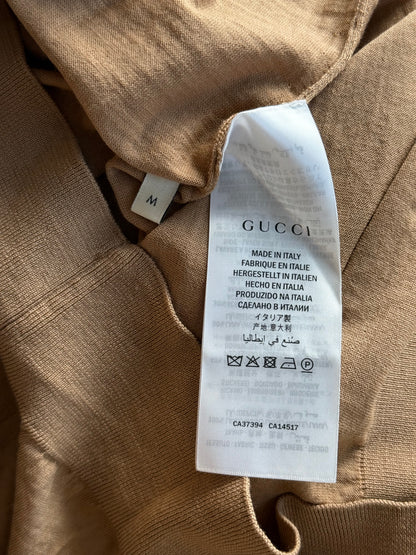 Gucci Beige Embroidered GG Logo Knit Sweater