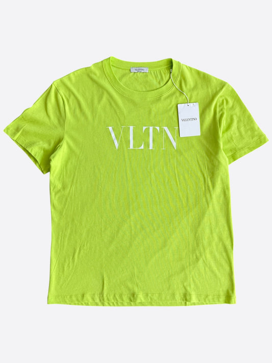 Valentino Neon Green & White VLTN Logo T-Shirt