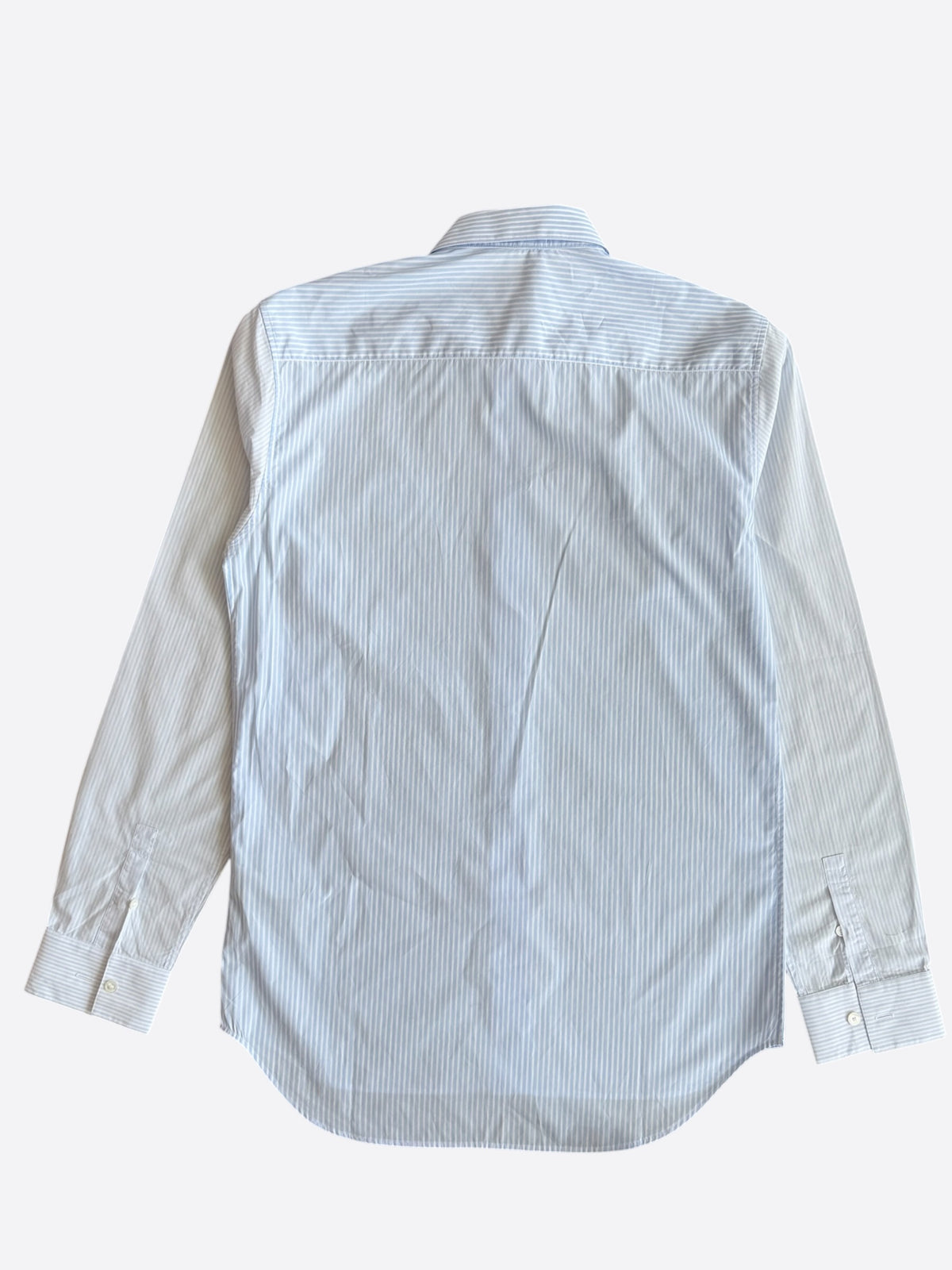 Dior Blue & White Striped CD Heart Patch Button Up Shirt