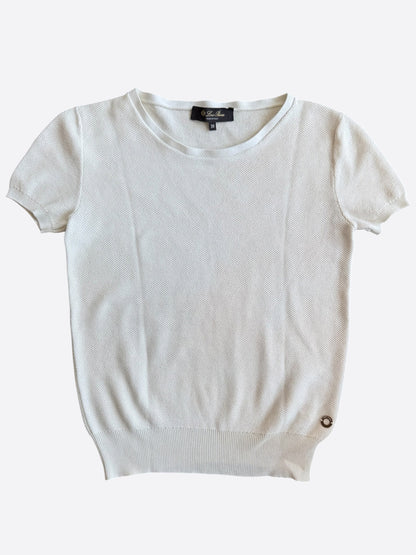 Loro Piana Cream Women's Silk Knit T-Shirt