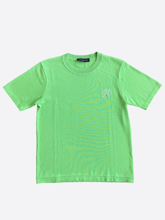 Louis Vuitton Green & White Pin Logo Embroidered T-Shirt