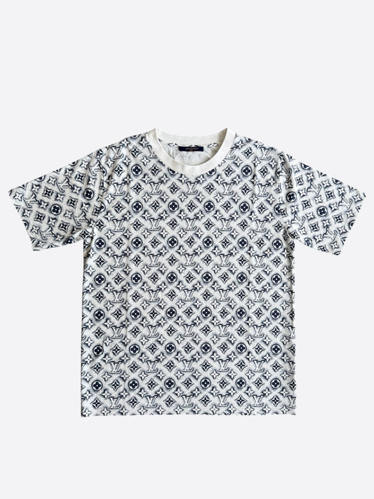 Louis Vuitton White & Navy Monogram T-Shirt
