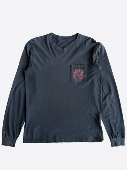 Chrome Hearts Black & Red Staff Horseshoe Longsleeve T-Shirt