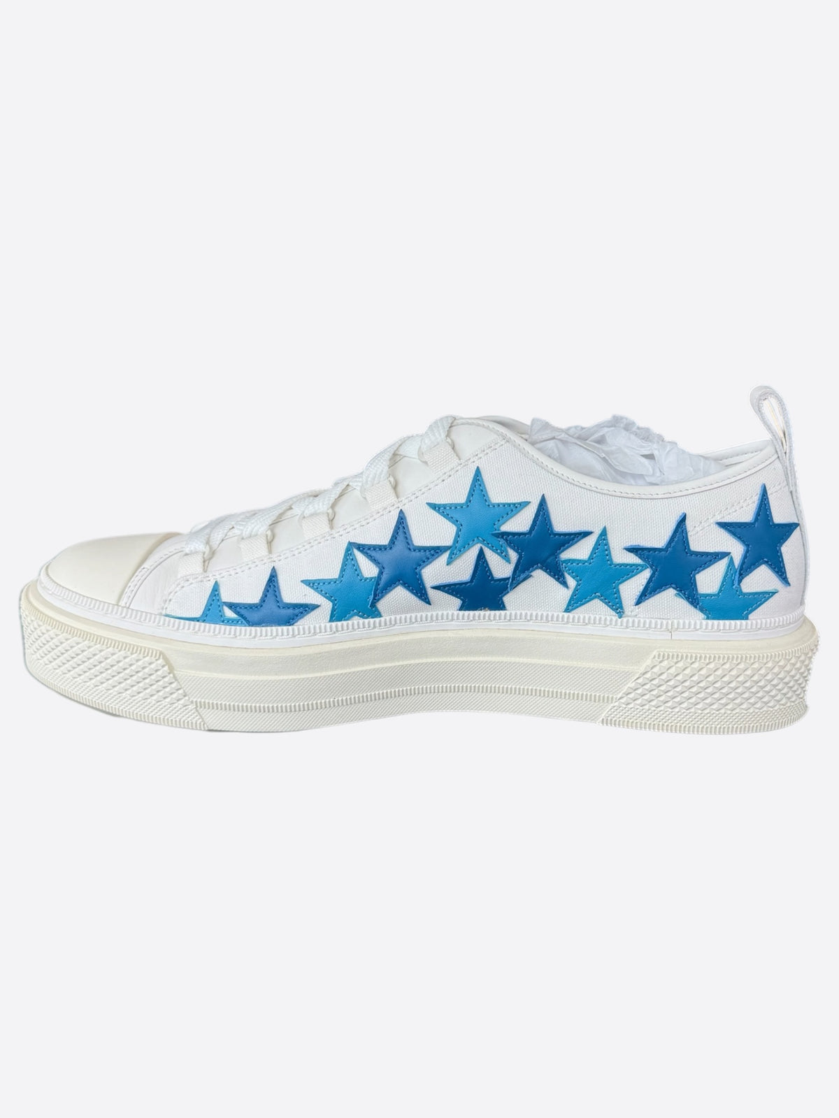 Amiri White & Blue Stars Low Top Sneakers