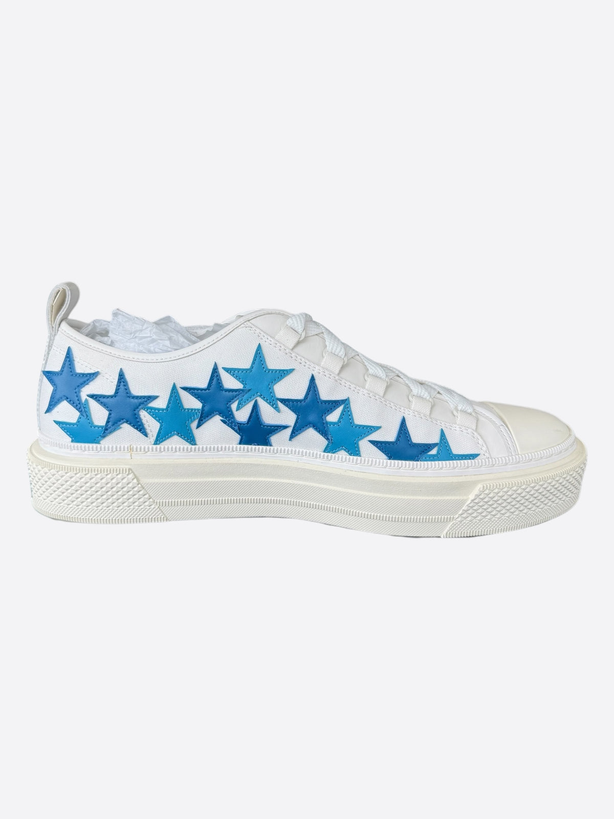Amiri White & Blue Stars Low Top Sneakers