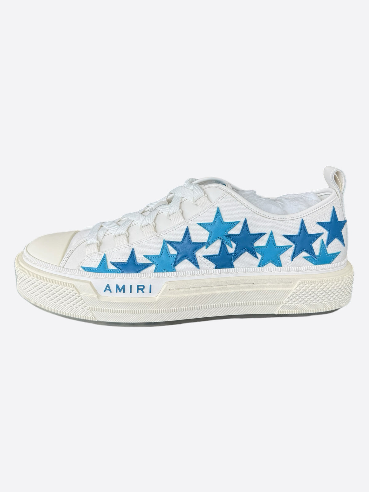 Amiri White & Blue Stars Low Top Sneakers
