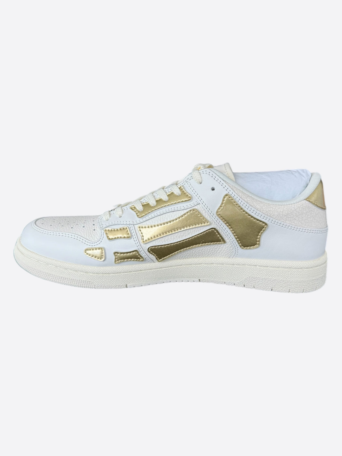 Amiri White & Gold Metallic Skel Low Top Sneakers