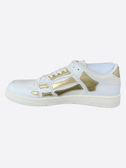 Amiri White & Gold Metallic Skel Low Top Sneakers