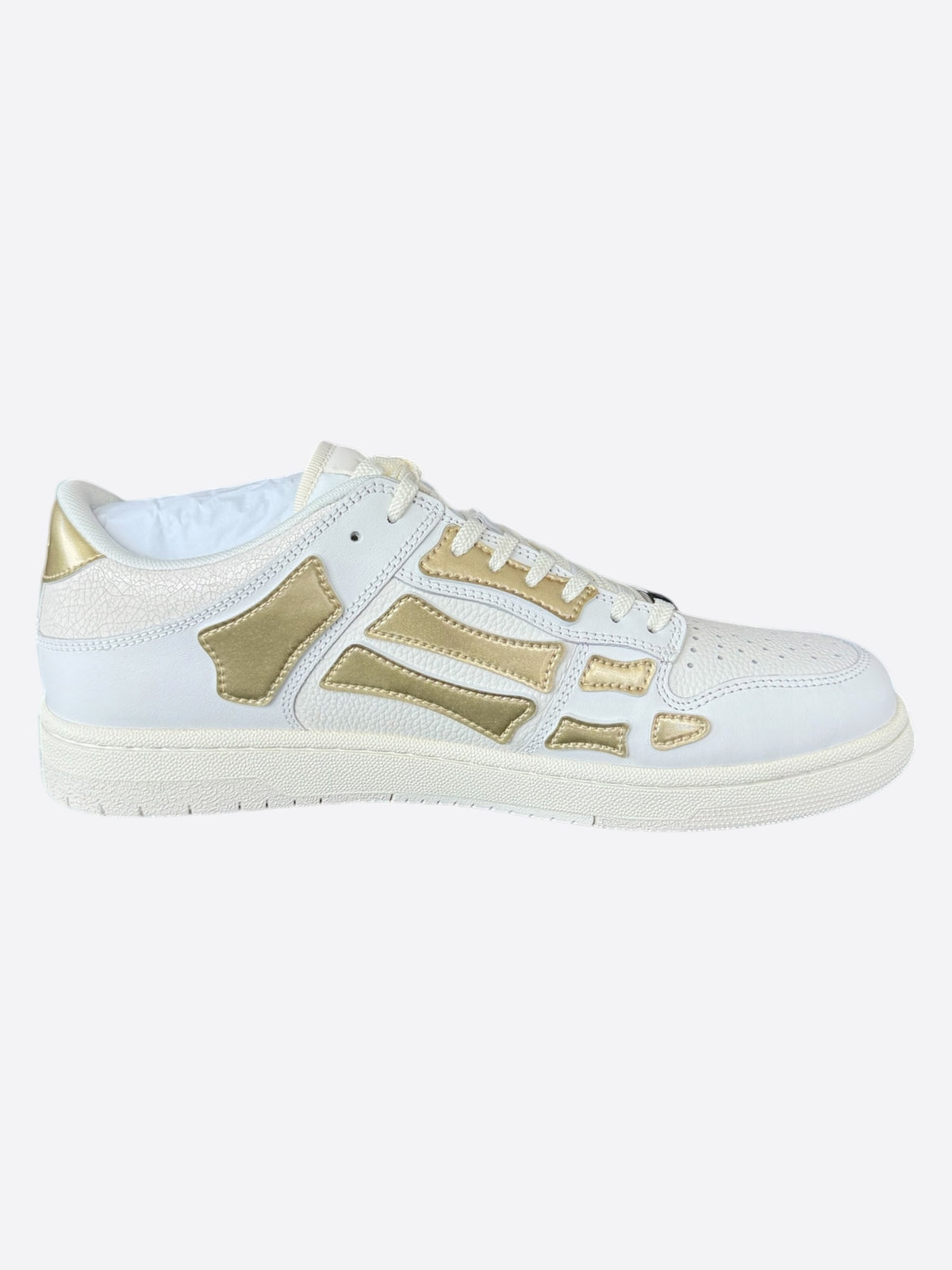 Amiri White & Gold Metallic Skel Low Top Sneakers