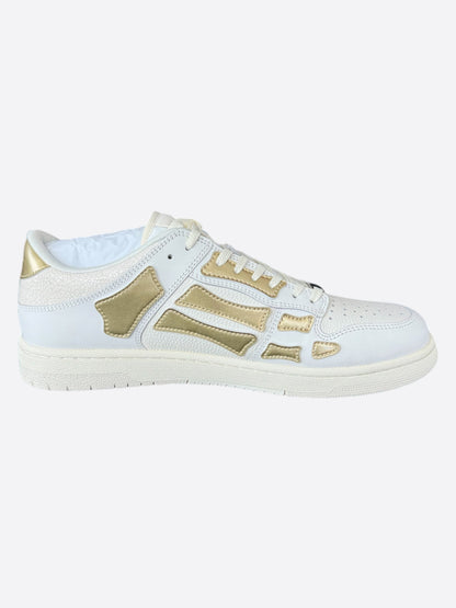 Amiri White & Gold Metallic Skel Low Top Sneakers