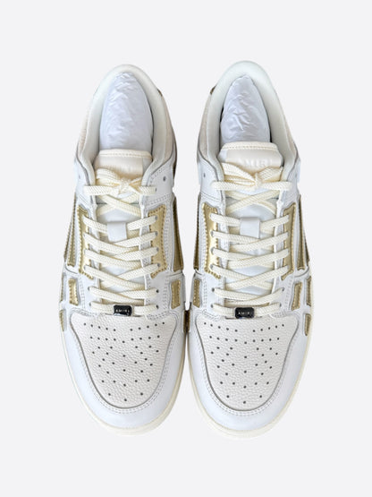 Amiri White & Gold Metallic Skel Low Top Sneakers