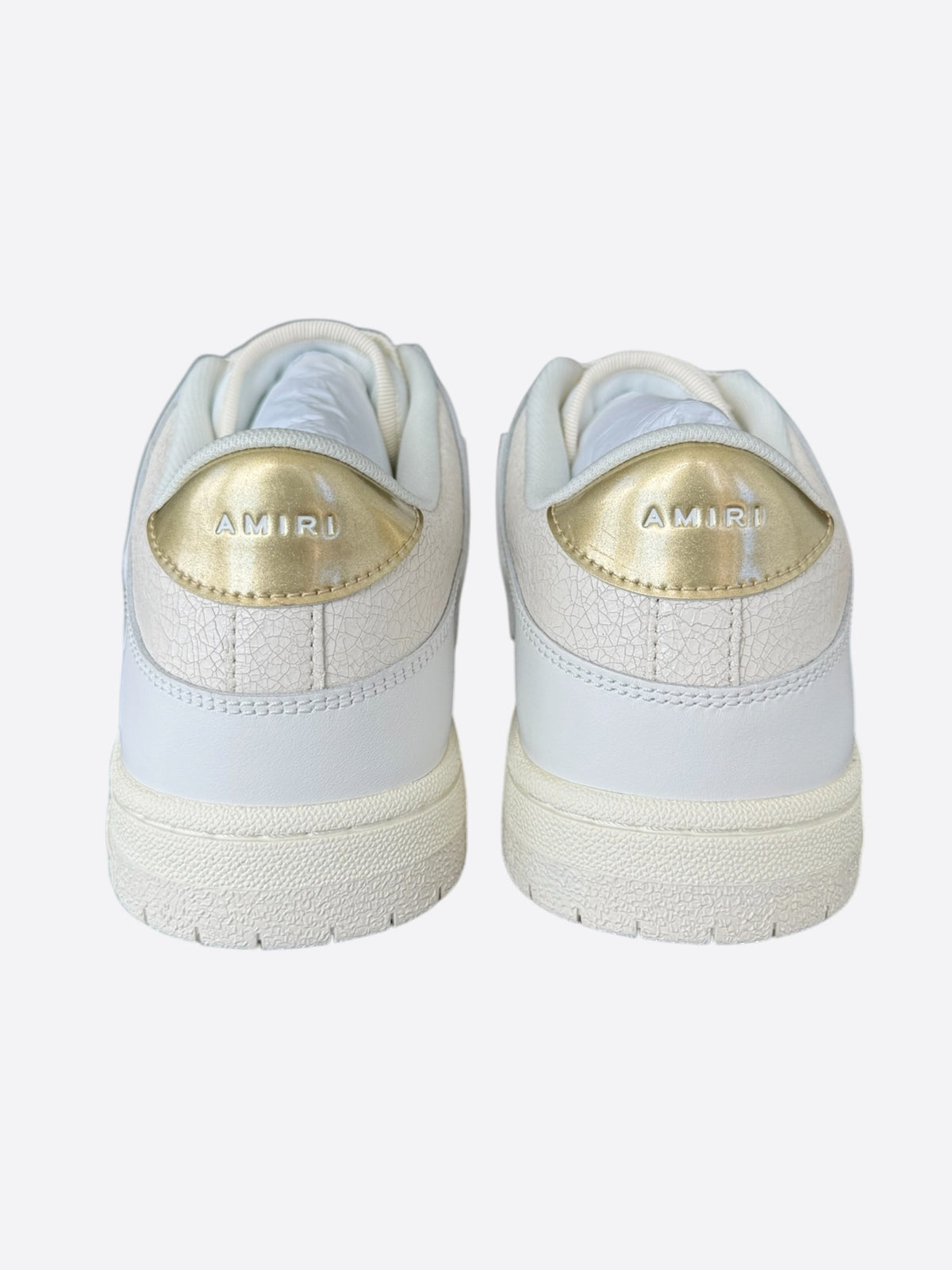 Amiri White & Gold Metallic Skel Low Top Sneakers