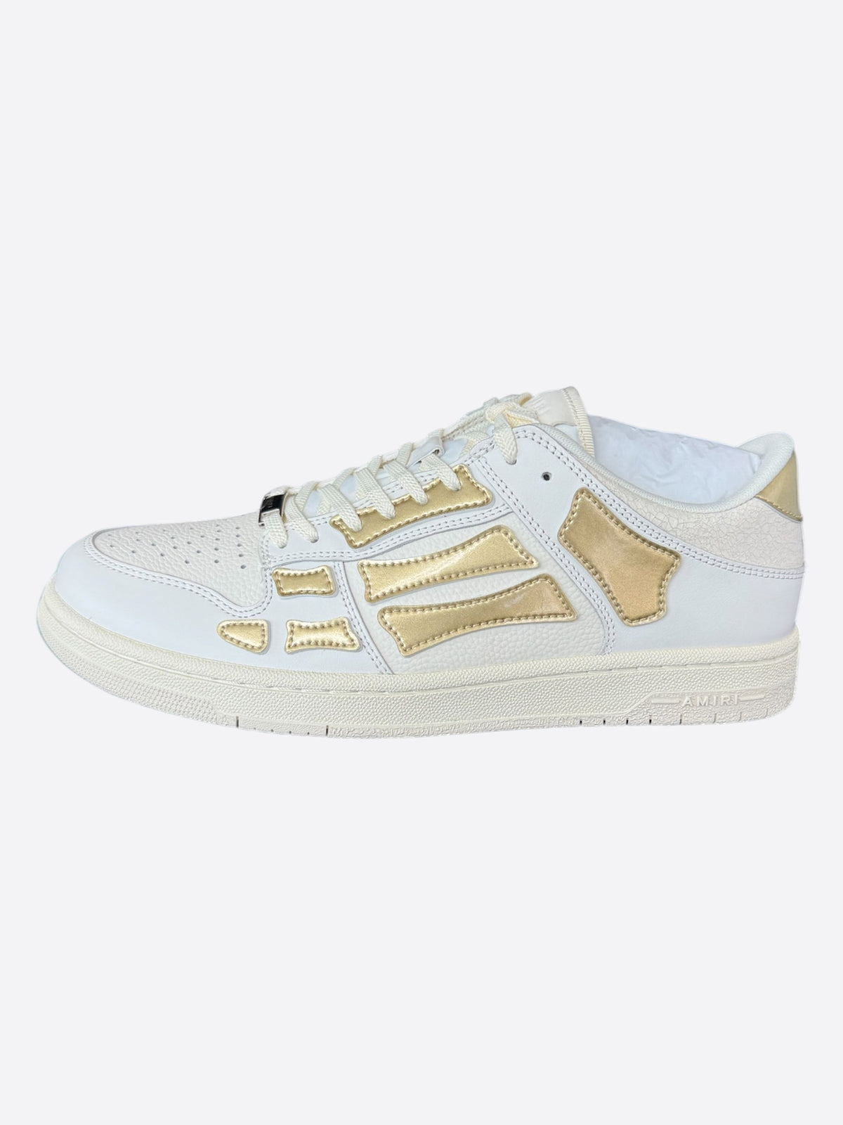 Amiri White & Gold Metallic Skel Low Top Sneakers