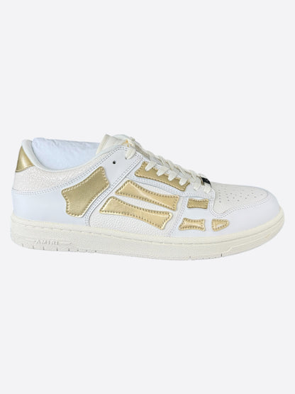 Amiri White & Gold Metallic Skel Low Top Sneakers
