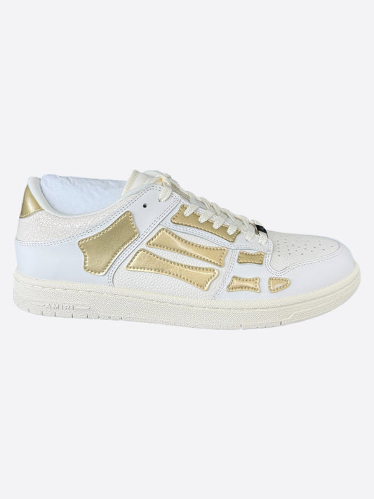 Amiri White & Gold Metallic Skel Low Top Sneakers