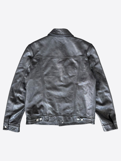 Saint Laurent Black Leather Trucker Jacket