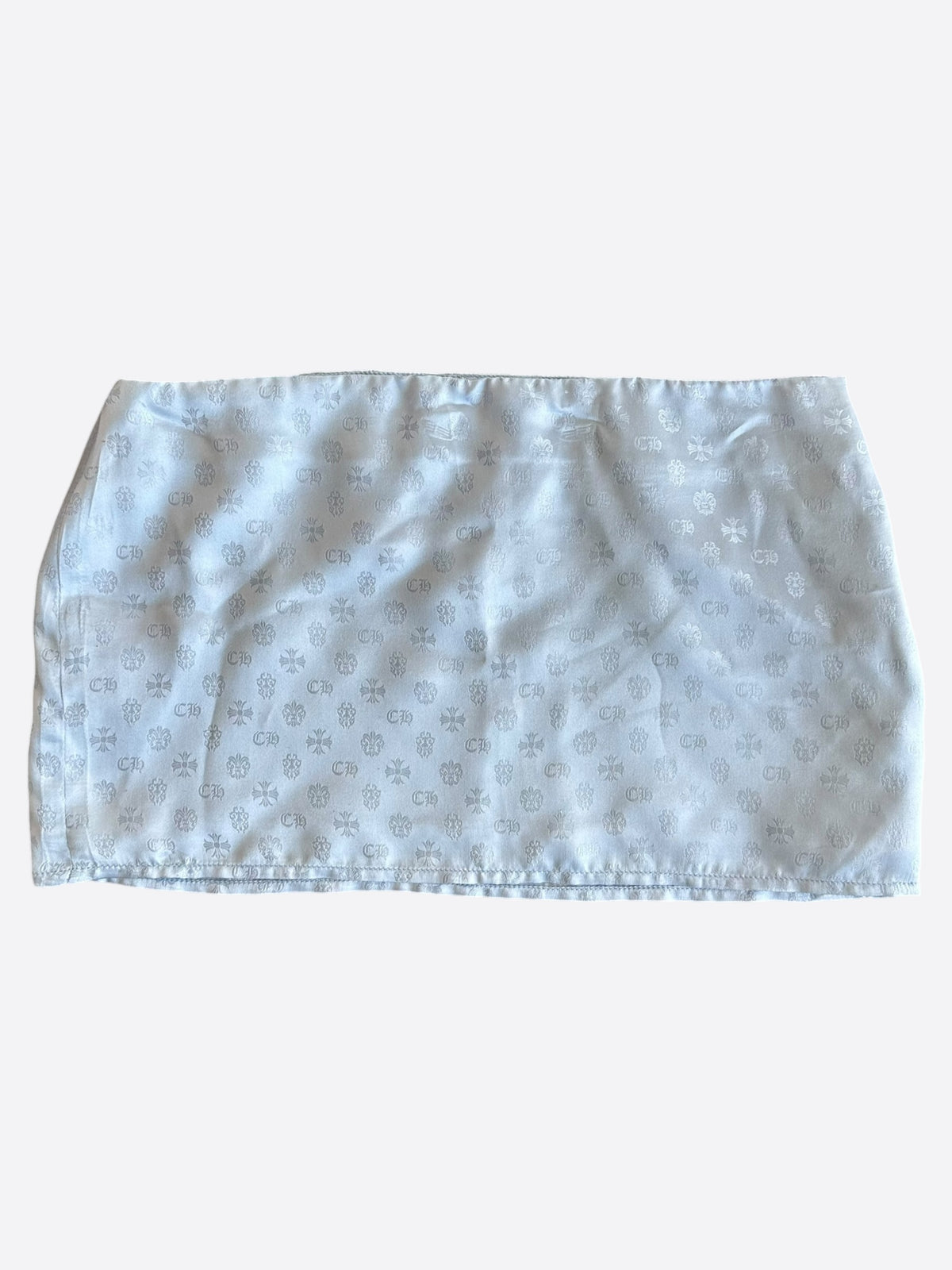 Chrome Hearts Light Blue Silk Cross Jacquard Women's Mini Skirt