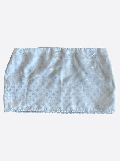 Chrome Hearts Light Blue Silk Cross Jacquard Women's Mini Skirt