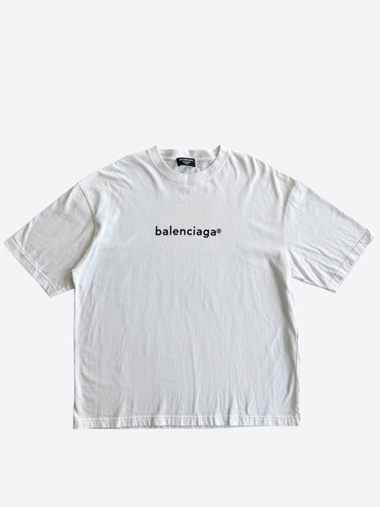 Balenciaga White & Black Logo T-Shirt