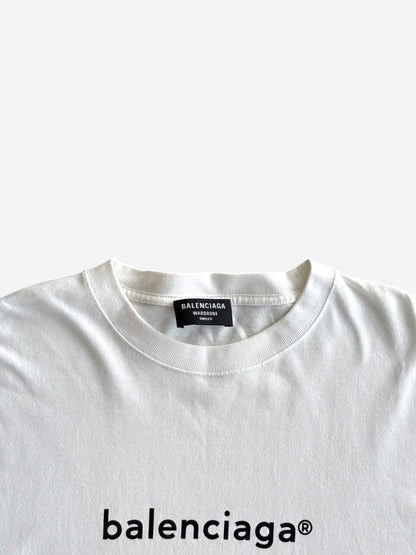 Balenciaga White & Black Logo T-Shirt