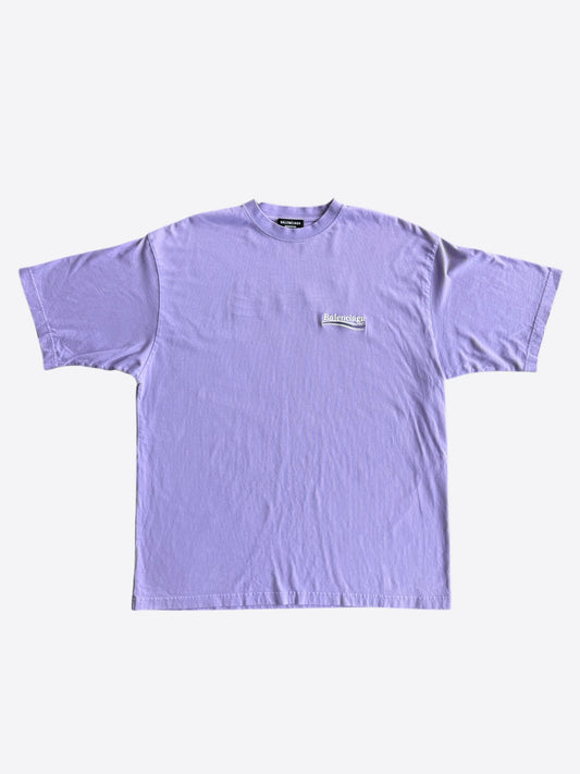Balenciaga Purple & White Campaign Logo T-Shirt