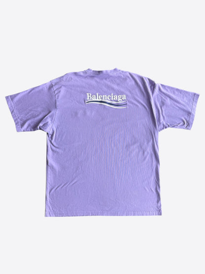 Balenciaga Purple & White Campaign Logo T-Shirt