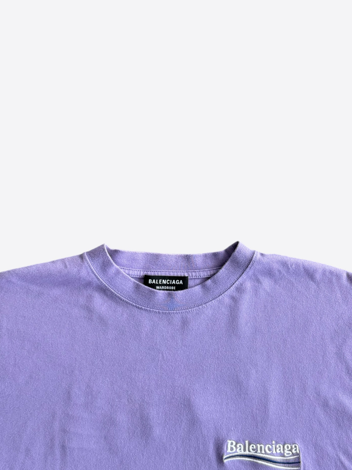 Balenciaga Purple & White Campaign Logo T-Shirt