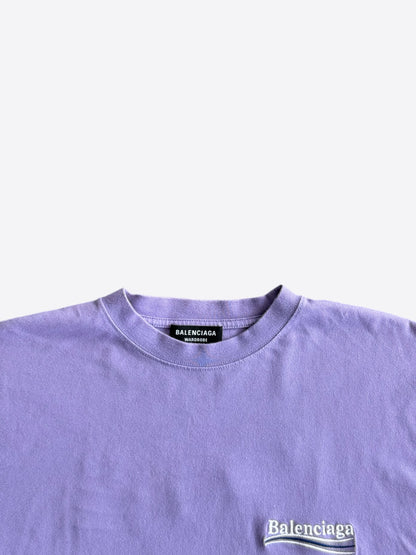 Balenciaga Purple & White Campaign Logo T-Shirt