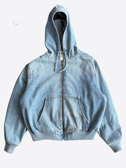 Louis Vuitton Light Blue Embroidered Logo Denim Jacket
