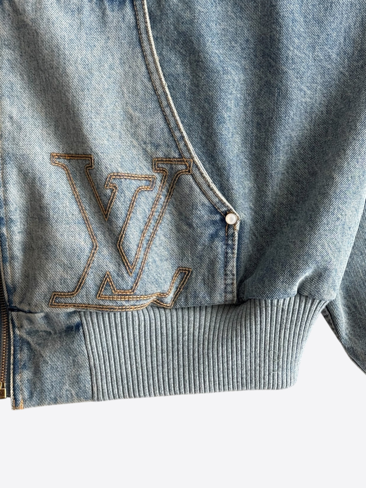 Louis Vuitton Light Blue Embroidered Logo Denim Jacket